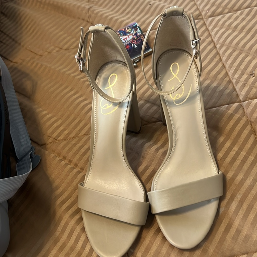 Sam Edelman Shoes Womens 6.5 Sandal Pumps Ankle Strap Block Heel Yaro Leather